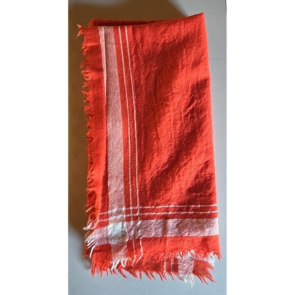 TORY BURCH Style 51155115 Sz 32" x 80"  Wool Scarf POPPY ORANGE 619 MSRP $195 - Picture 9 of 9